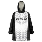 World Football 2026 New Zealand Custom Wearable Blanket Hoodie All White Fern Maori Tribal - Aussie Hoodie