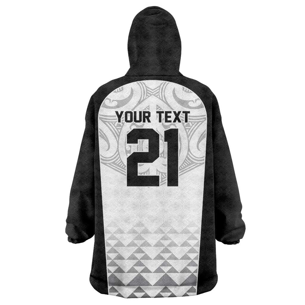 World Football 2026 New Zealand Custom Wearable Blanket Hoodie All White Fern Maori Tribal - Aussie Hoodie