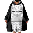 World Football 2026 New Zealand Custom Wearable Blanket Hoodie All White Fern Maori Tribal - Aussie Hoodie