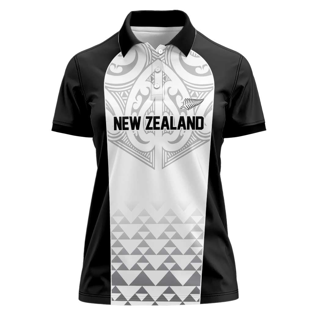 World Football 2026 New Zealand Custom Women Polo Shirt All White Fern Maori Tribal - Aussie Hoodie