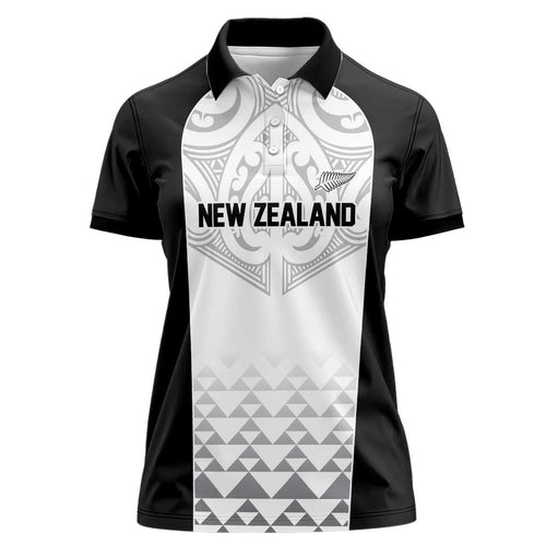 World Football 2026 New Zealand Custom Women Polo Shirt All White Fern Maori Tribal - Aussie Hoodie