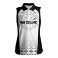 World Football 2026 New Zealand Custom Women Sleeveless Polo Shirt All White Fern Maori Tribal - Aussie Hoodie