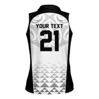 World Football 2026 New Zealand Custom Women Sleeveless Polo Shirt All White Fern Maori Tribal - Aussie Hoodie