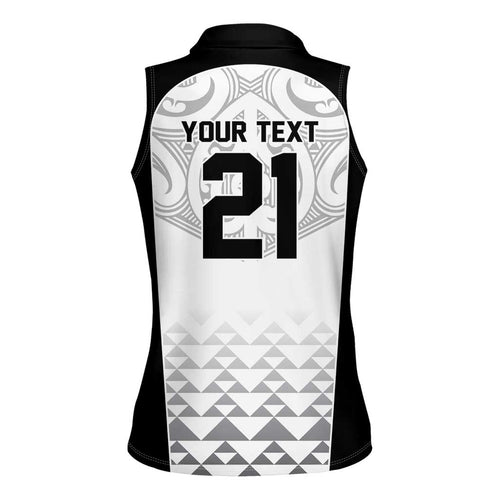 World Football 2026 New Zealand Custom Women Sleeveless Polo Shirt All White Fern Maori Tribal - Aussie Hoodie