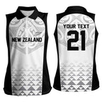 World Football 2026 New Zealand Custom Women Sleeveless Polo Shirt All White Fern Maori Tribal - Aussie Hoodie