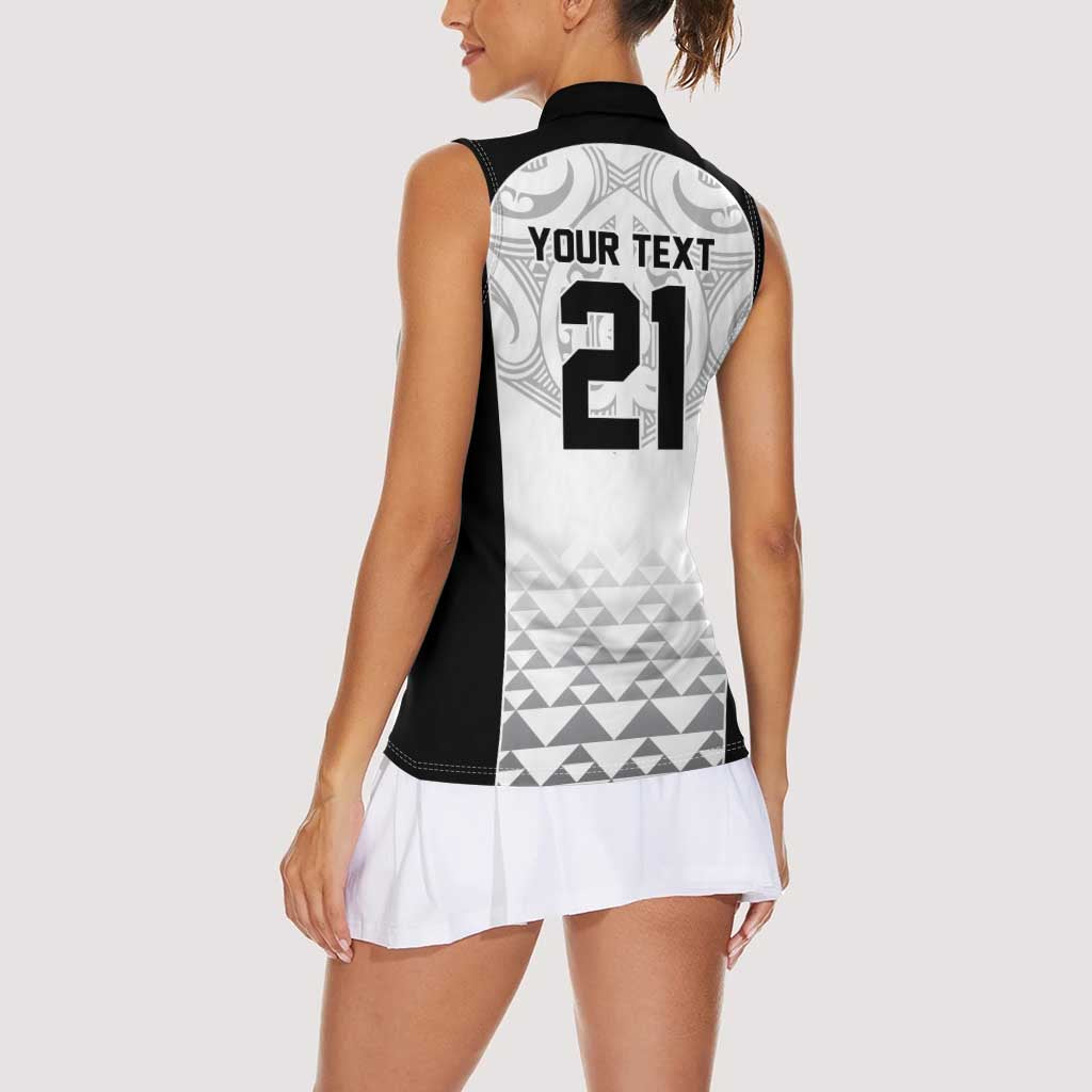 World Football 2026 New Zealand Custom Women Sleeveless Polo Shirt All White Fern Maori Tribal - Aussie Hoodie