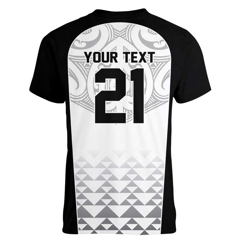 World Football 2026 New Zealand Custom Women V-Neck T-Shirt All White Fern Maori Tribal - Aussie Hoodie