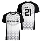 World Football 2026 New Zealand Custom Women V-Neck T-Shirt All White Fern Maori Tribal - Aussie Hoodie