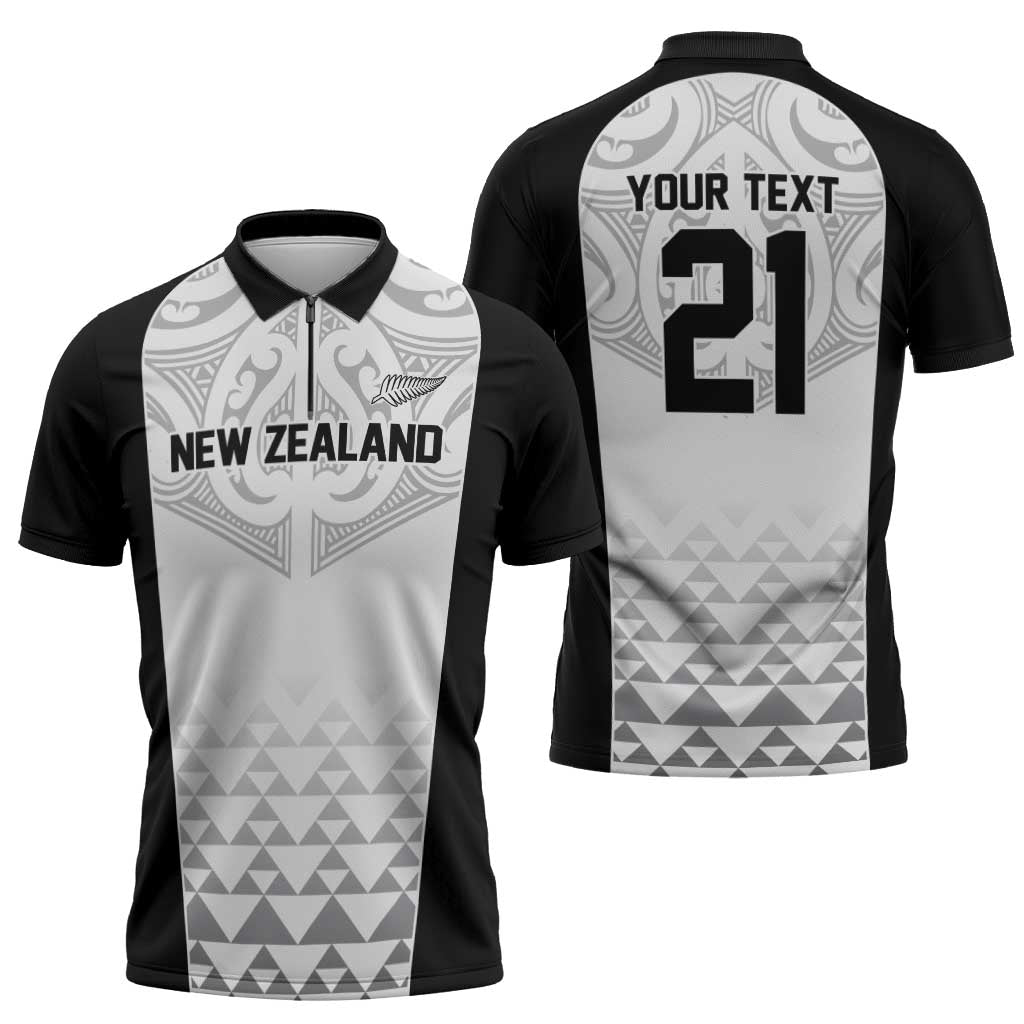 World Football 2026 New Zealand Custom Zipper Polo Shirt All White Fern Maori Tribal - Aussie Hoodie