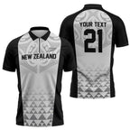 World Football 2026 New Zealand Custom Zipper Polo Shirt All White Fern Maori Tribal - Aussie Hoodie