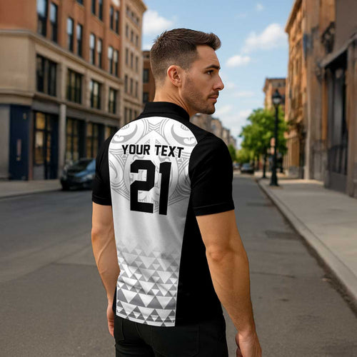 World Football 2026 New Zealand Custom Zipper Polo Shirt All White Fern Maori Tribal - Aussie Hoodie