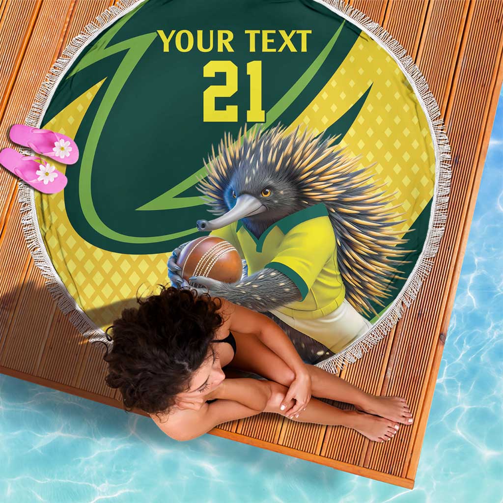 Australian Echidna Cricket Custom Beach Blanket Aussie National Color