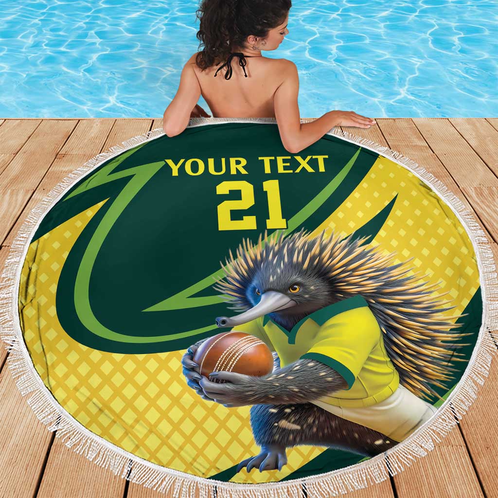 Australian Echidna Cricket Custom Beach Blanket Aussie National Color
