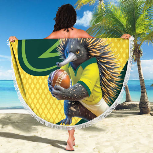 Australian Echidna Cricket Custom Beach Blanket Aussie National Color
