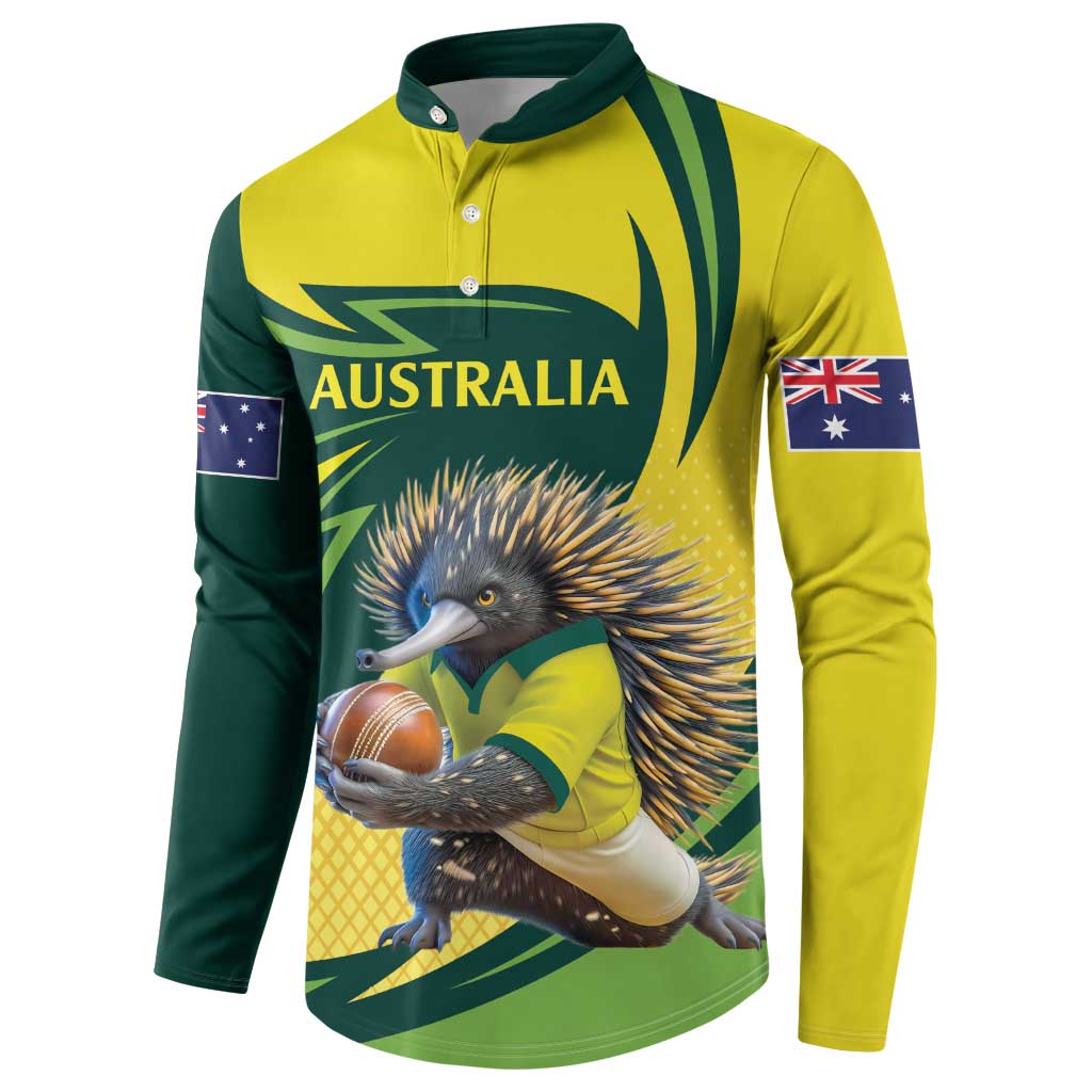 Australian Echidna Cricket Custom Button Sweatshirt Aussie National Color