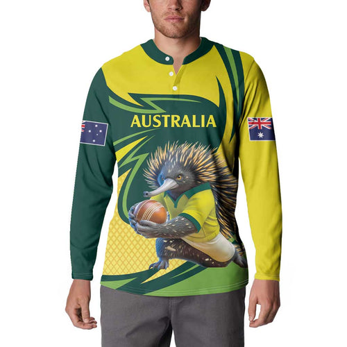 Australian Echidna Cricket Custom Button Sweatshirt Aussie National Color