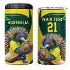 Australian Echidna Cricket Custom 4 in 1 Can Cooler Tumbler Aussie National Color