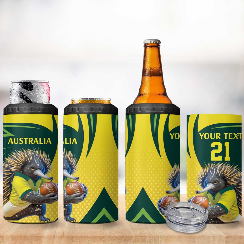 Australian Echidna Cricket Custom 4 in 1 Can Cooler Tumbler Aussie National Color