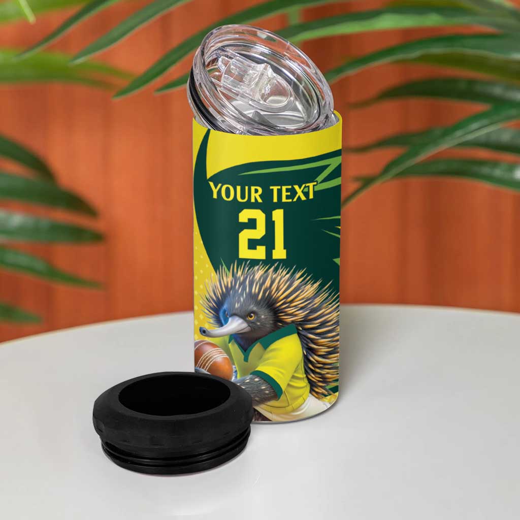 Australian Echidna Cricket Custom 4 in 1 Can Cooler Tumbler Aussie National Color