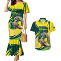 Australian Echidna Cricket Custom Couples Matching Mermaid Dress and Hawaiian Shirt Aussie National Color