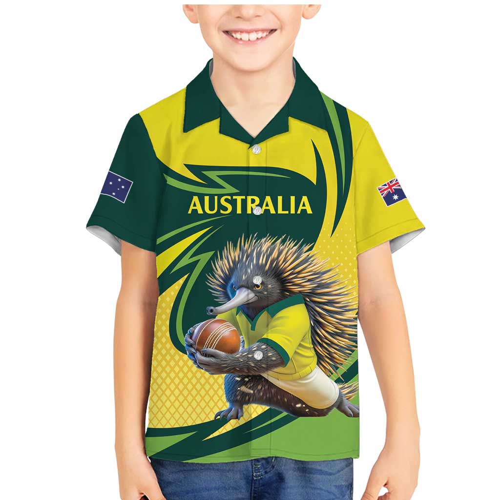 Australian Echidna Cricket Custom Family Matching Mermaid Dress and Hawaiian Shirt Aussie National Color