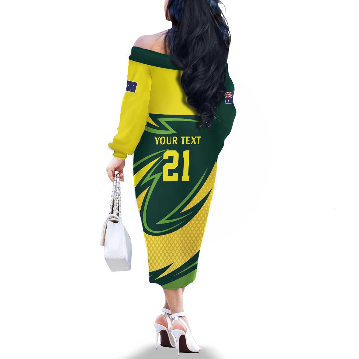 Australian Echidna Cricket Custom Family Matching Off The Shoulder Long Sleeve Dress and Hawaiian Shirt Aussie National Color