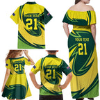Australian Echidna Cricket Custom Family Matching Off Shoulder Maxi Dress and Hawaiian Shirt Aussie National Color