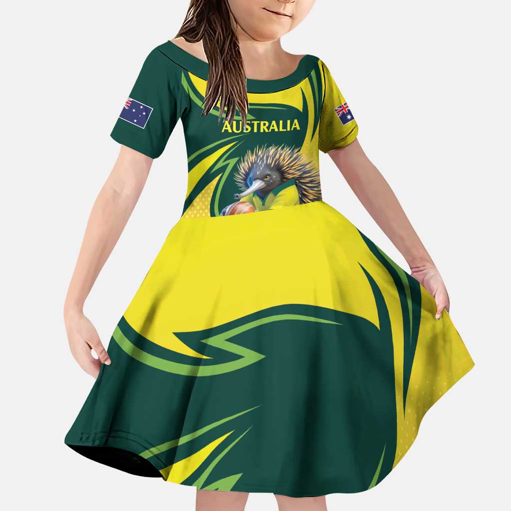 Australian Echidna Cricket Custom Family Matching Puletasi and Hawaiian Shirt Aussie National Color