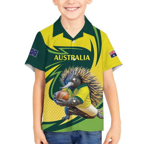 Australian Echidna Cricket Custom Family Matching Puletasi and Hawaiian Shirt Aussie National Color