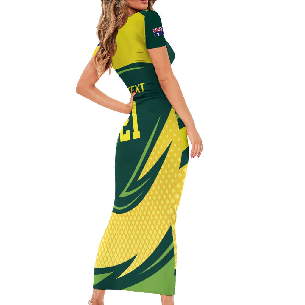 Australian Echidna Cricket Custom Family Matching Short Sleeve Bodycon Dress and Hawaiian Shirt Aussie National Color