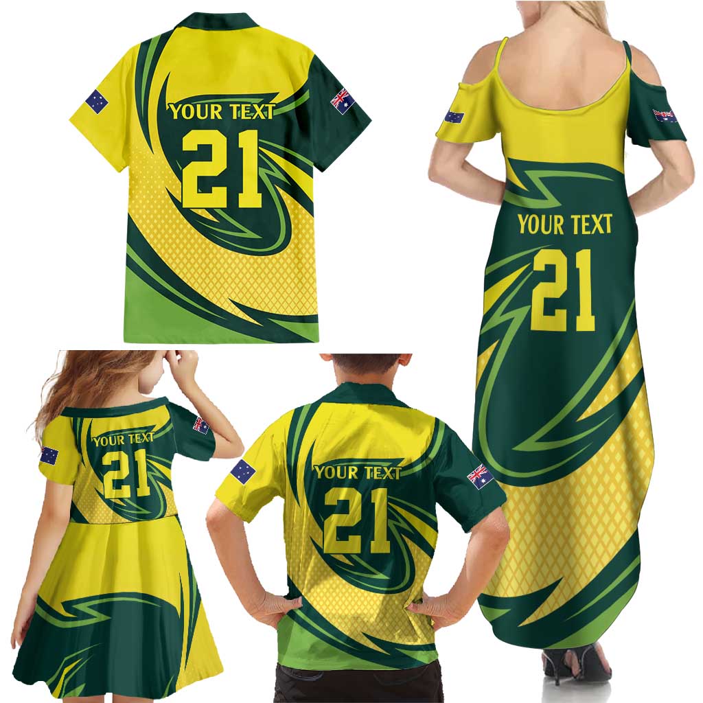 Australian Echidna Cricket Custom Family Matching Summer Maxi Dress and Hawaiian Shirt Aussie National Color