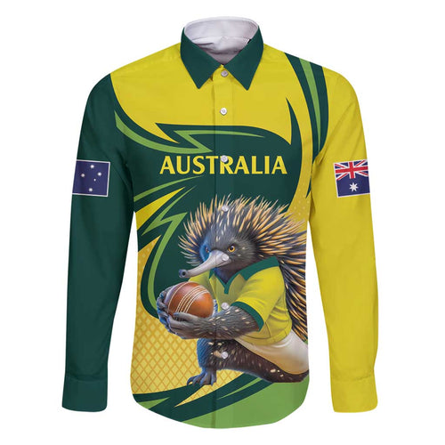 Australian Echidna Cricket Custom Family Matching Summer Maxi Dress and Hawaiian Shirt Aussie National Color