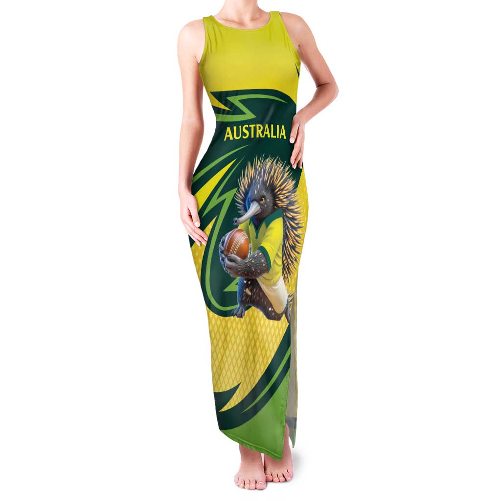 Australian Echidna Cricket Custom Family Matching Tank Maxi Dress and Hawaiian Shirt Aussie National Color