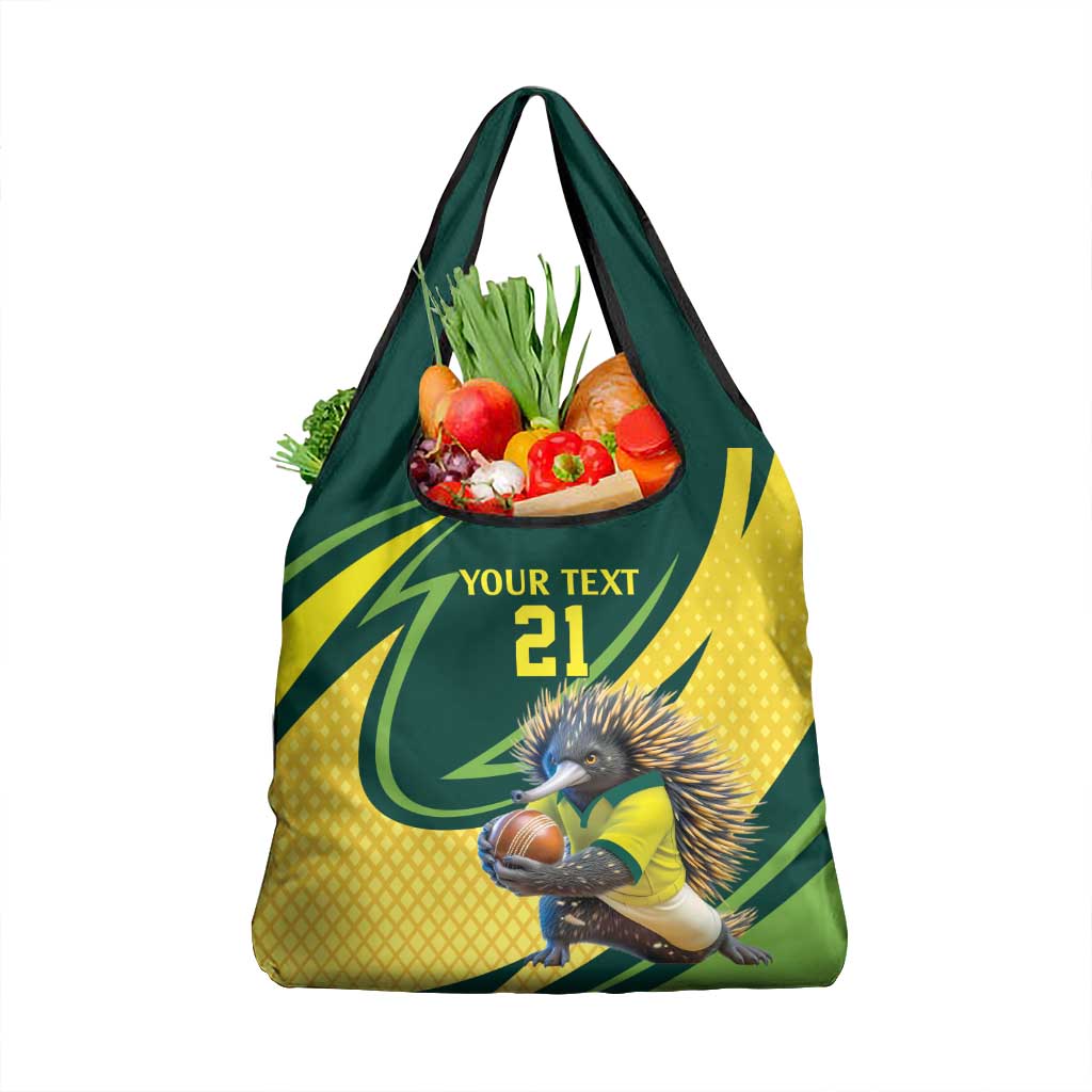 Australian Echidna Cricket Custom Grocery Bag Aussie National Color