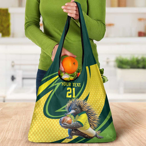 Australian Echidna Cricket Custom Grocery Bag Aussie National Color