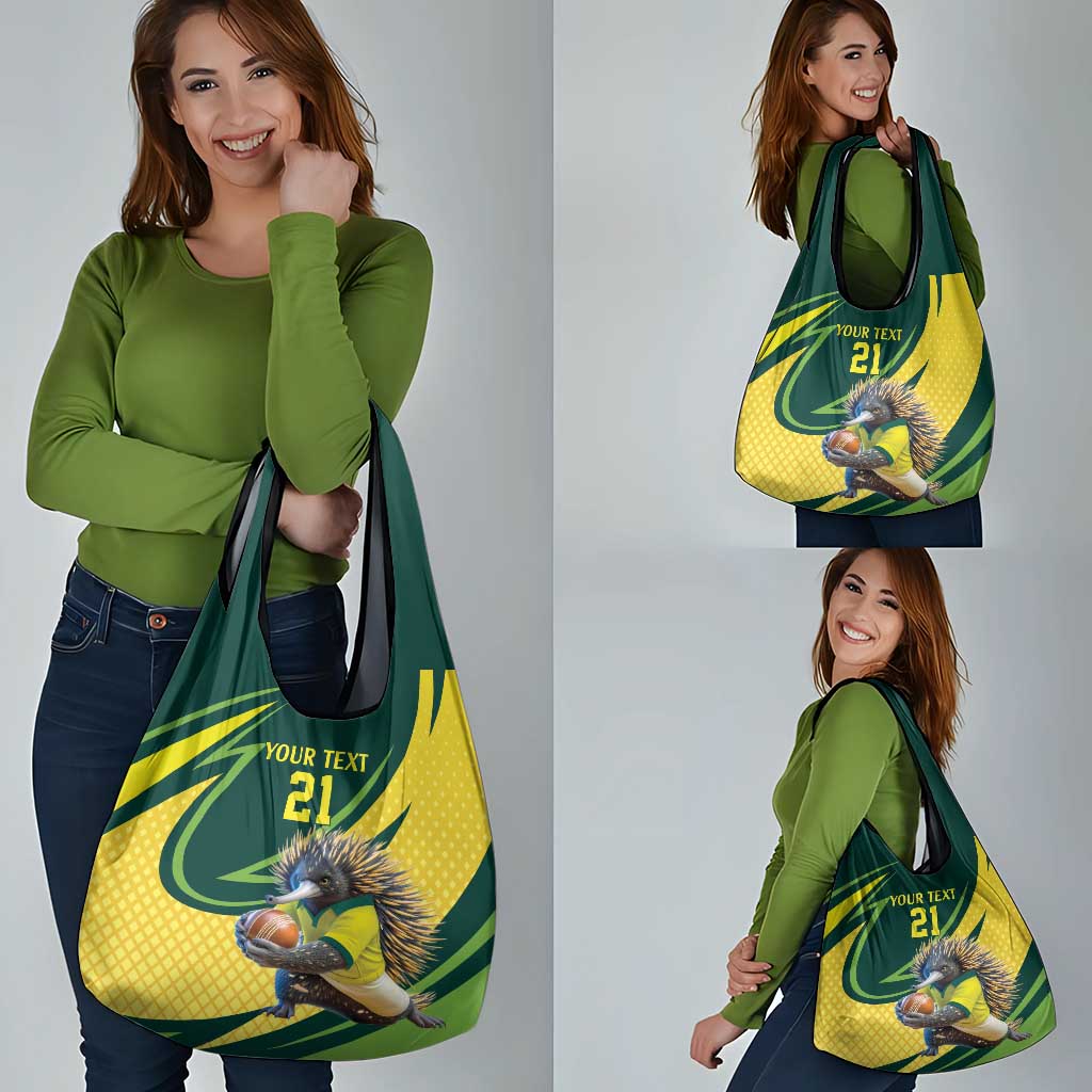 Australian Echidna Cricket Custom Grocery Bag Aussie National Color