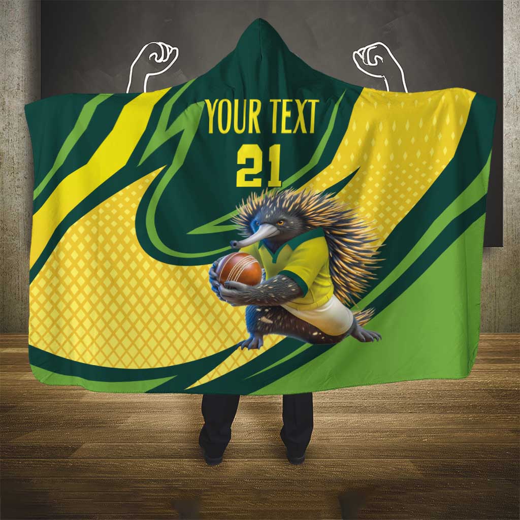 Australian Echidna Cricket Custom Hooded Blanket Aussie National Color