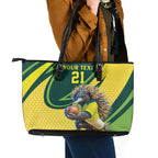 Australian Echidna Cricket Custom Leather Tote Bag Aussie National Color