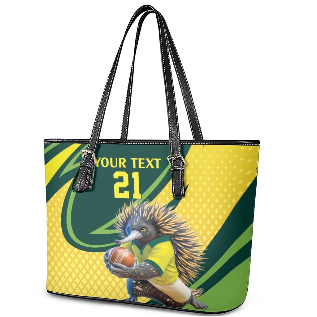 Australian Echidna Cricket Custom Leather Tote Bag Aussie National Color
