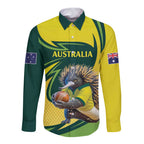 Australian Echidna Cricket Custom Long Sleeve Button Shirt Aussie National Color