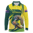 Australian Echidna Cricket Custom Long Sleeve Polo Shirt Aussie National Color