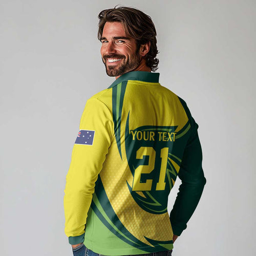 Australian Echidna Cricket Custom Long Sleeve Polo Shirt Aussie National Color
