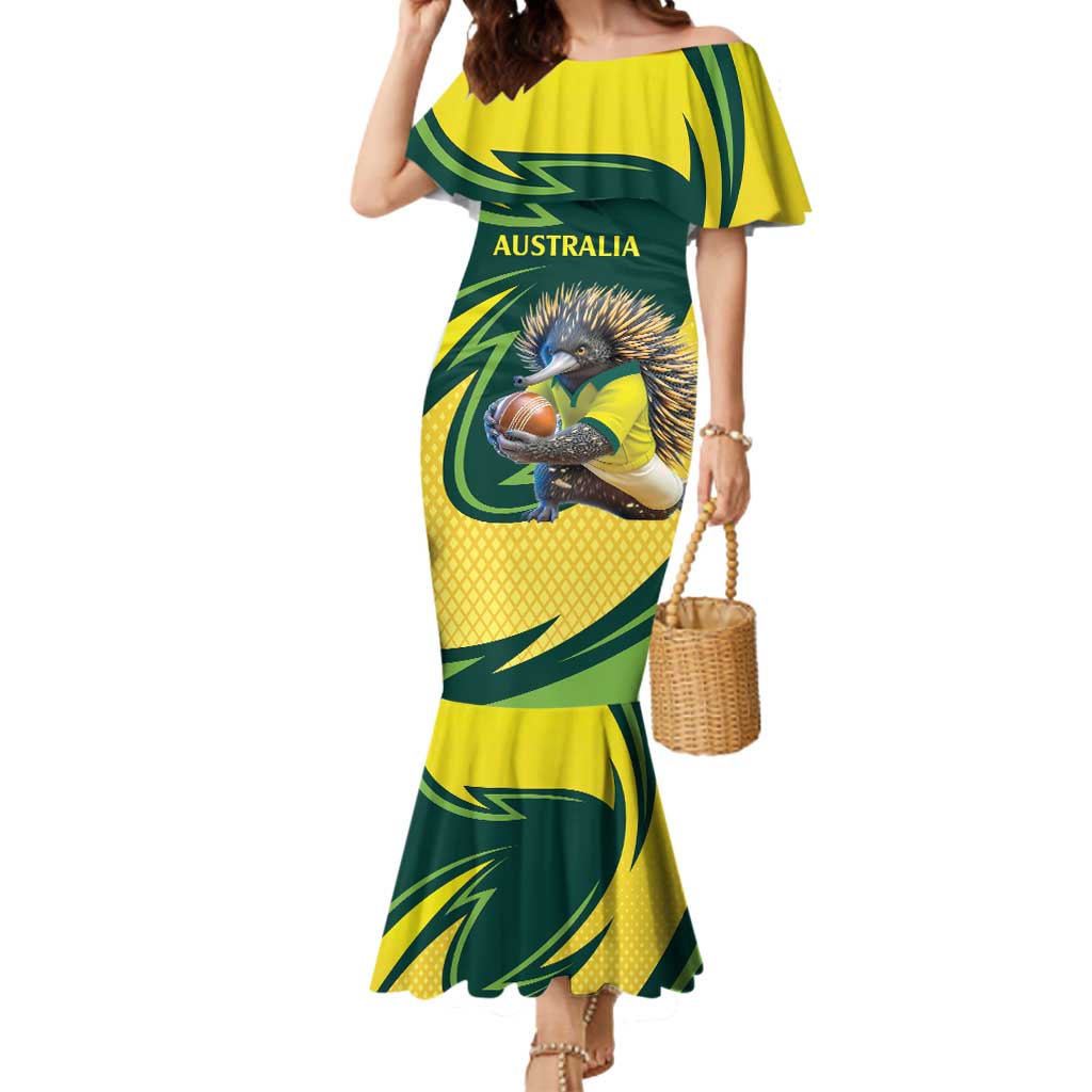 Australian Echidna Cricket Custom Mermaid Dress Aussie National Color