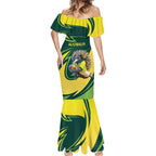 Australian Echidna Cricket Custom Mermaid Dress Aussie National Color