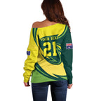 Australian Echidna Cricket Custom Off Shoulder Sweater Aussie National Color