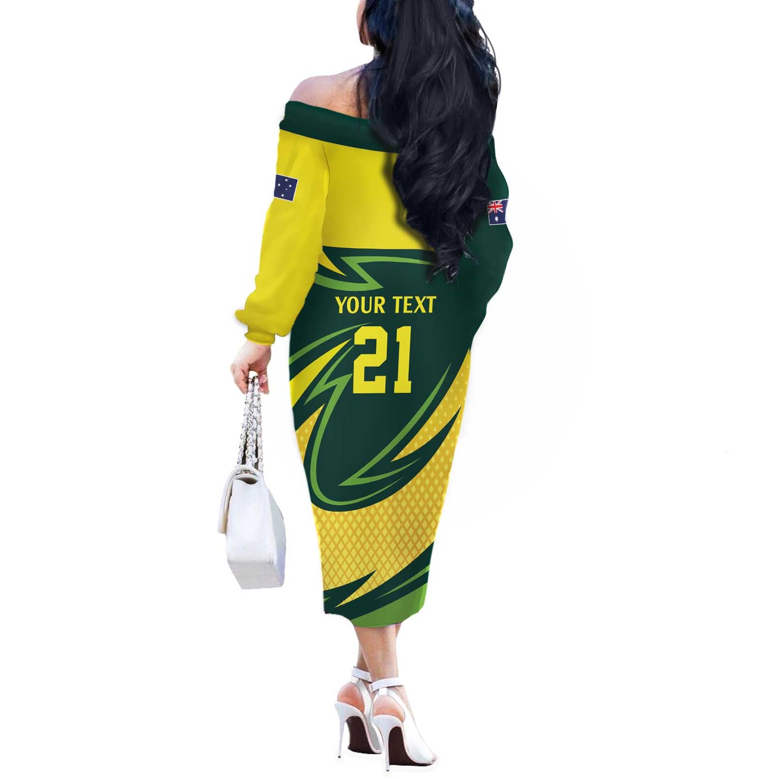 Australian Echidna Cricket Custom Off The Shoulder Long Sleeve Dress Aussie National Color