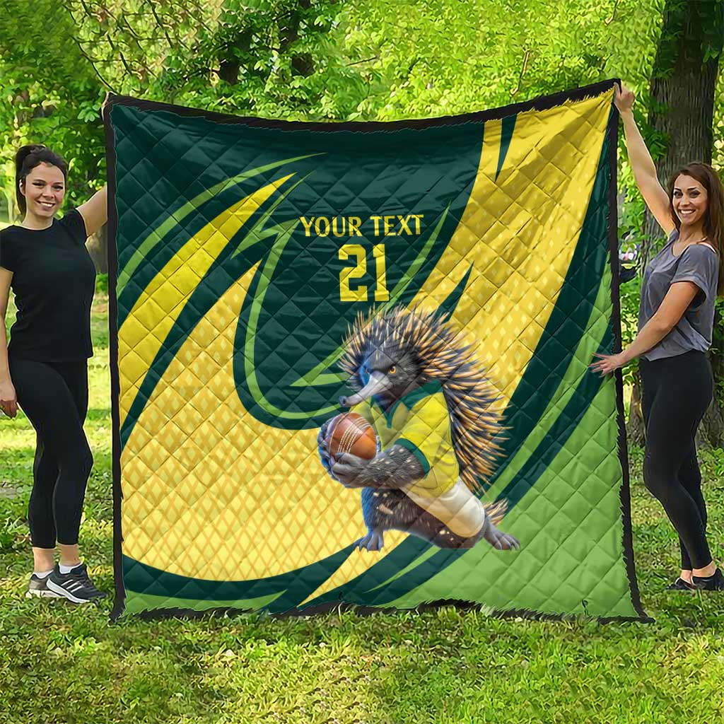 Australian Echidna Cricket Custom Quilt Aussie National Color