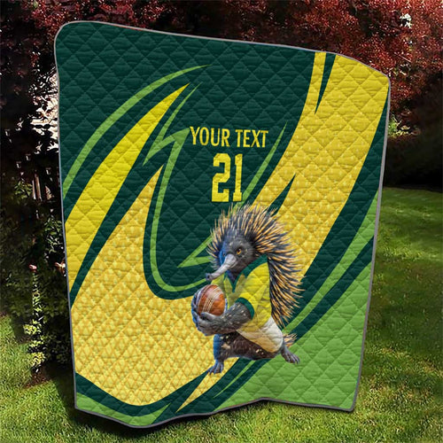 Australian Echidna Cricket Custom Quilt Aussie National Color