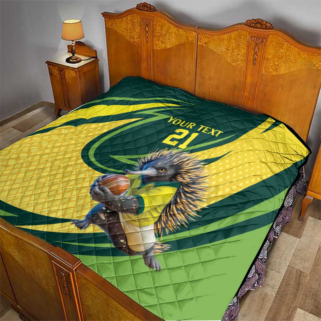 Australian Echidna Cricket Custom Quilt Aussie National Color