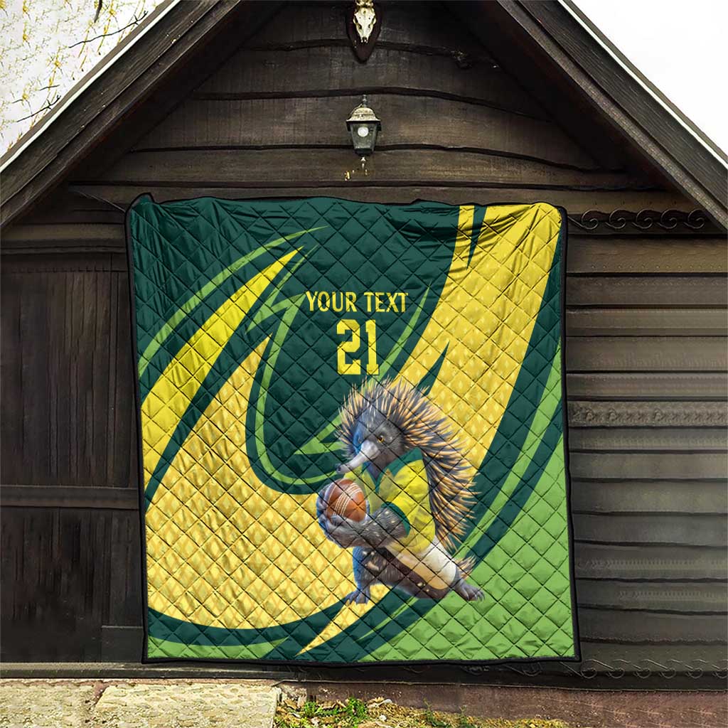 Australian Echidna Cricket Custom Quilt Aussie National Color